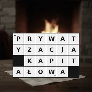 Hasło krzyżówkowe prywatyzacja która dzieli się na etap przkeształcania komercjalizacji i etap zbywania się akcji przez skarb państwa - prywatyzacja kapitałowa – rozwiązanie, synonimy, podpowiedzi i definicje krzyżówkowe